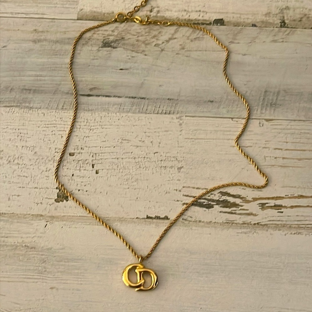Vintage Christian Dior Gold Plated CD Pendant Necklace. - Picture 2 of 7